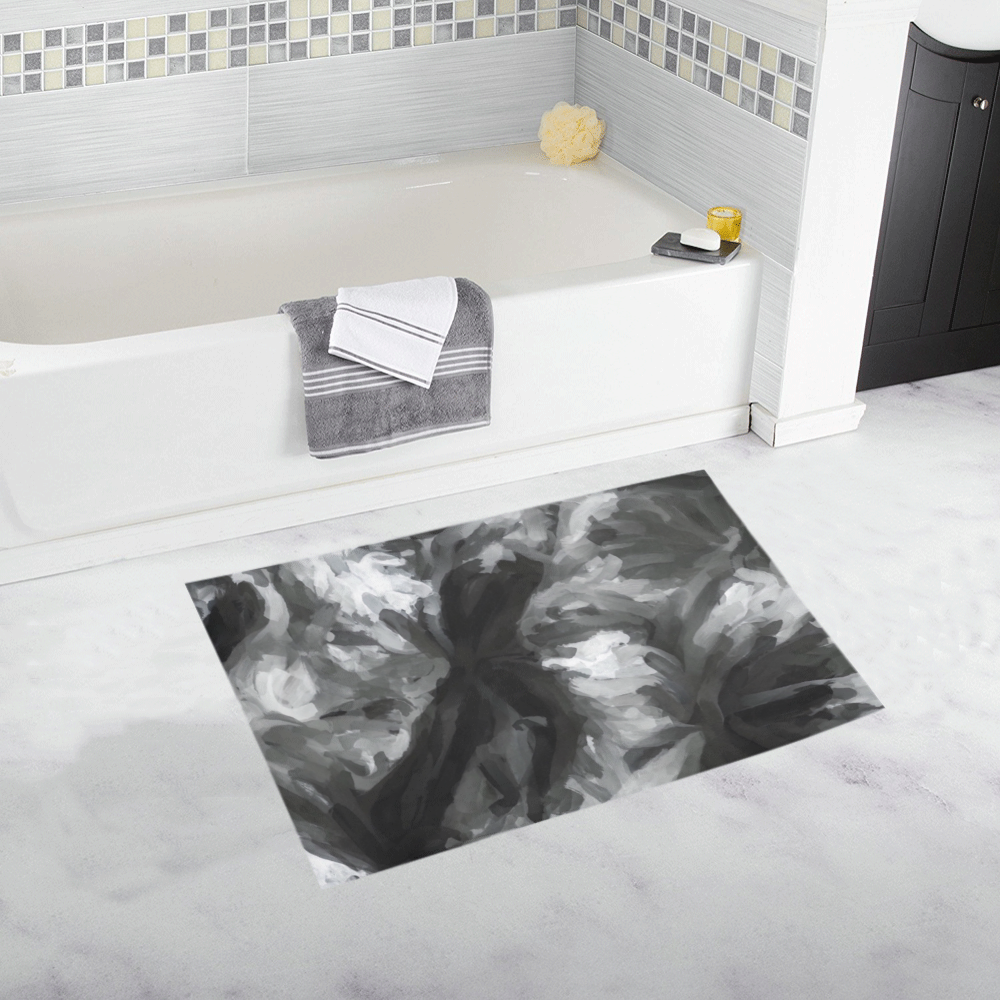 camouflage abstract painting texture background in black and white Bath Rug 20''x 32''
