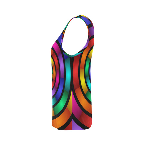 Round Psychedelic Colorful Modern Fractal Graphic All Over Print Tank Top for Women (Model T43)
