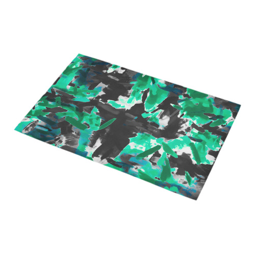 psychedelic vintage camouflage painting texture abstract in green and black Bath Rug 16''x 28''