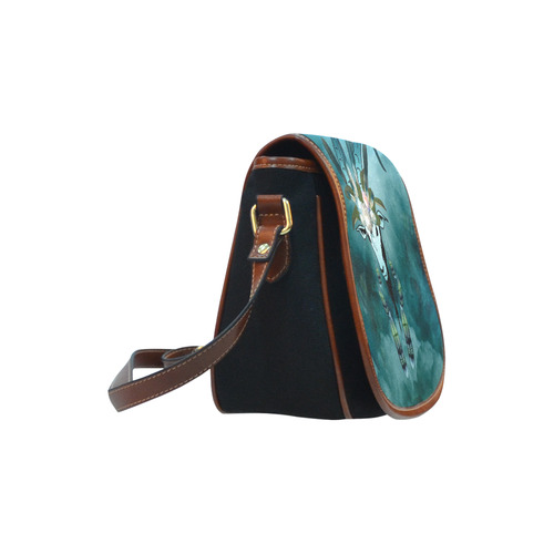 The billy goat with feathers and flowers Saddle Bag/Small (Model 1649)(Flap Customization)