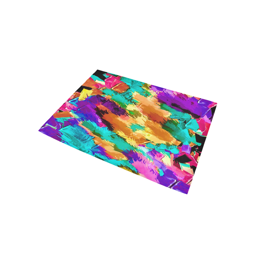 psychedelic splash painting texture abstract background in pink green purple yellow brown Area Rug 5'x3'3''