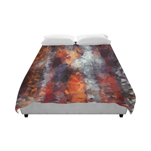 psychedelic geometric polygon shape pattern abstract in orange brown red black Duvet Cover 86"x70" ( All-over-print)