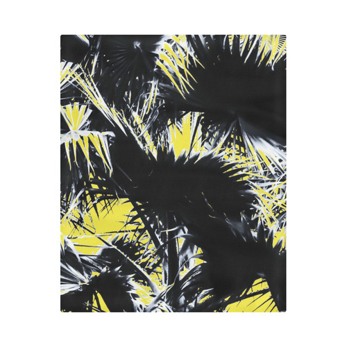 black and white palm leaves with yellow background Duvet Cover 86"x70" ( All-over-print)