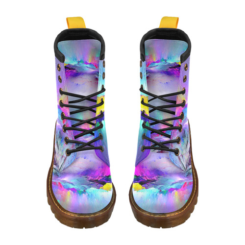 Water Color Splash High Grade PU Leather Martin Boots For Women Model 402H