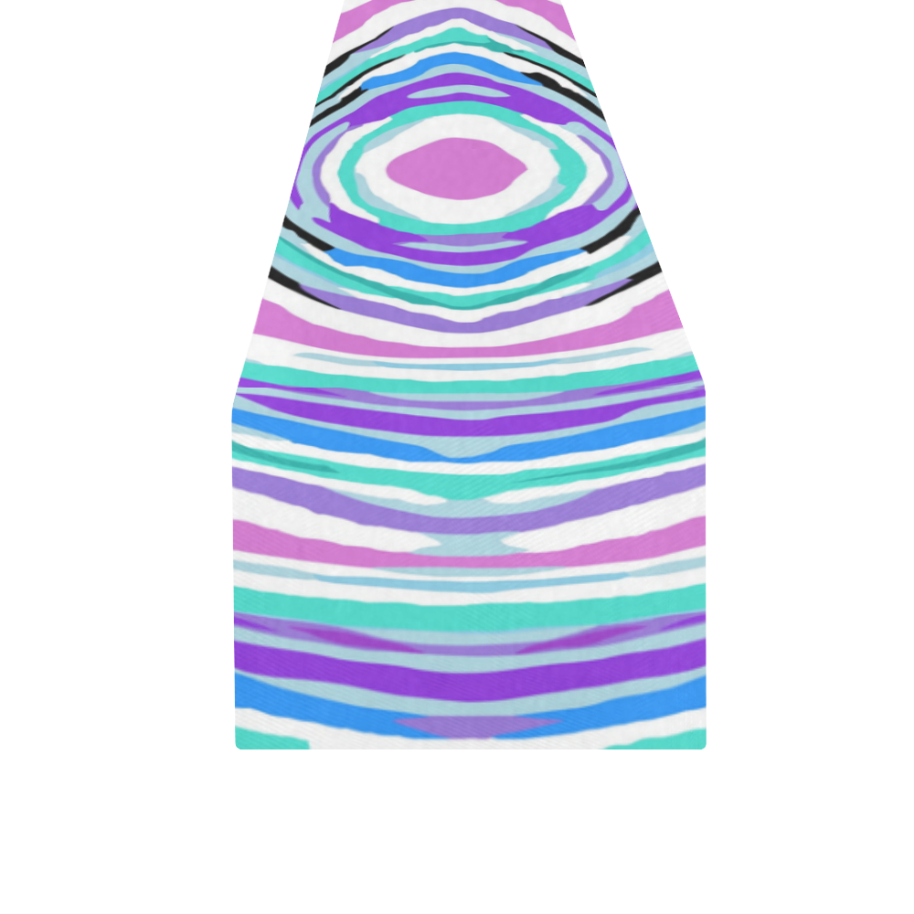 psychedelic graffiti circle pattern abstract in pink blue purple Table Runner 16x72 inch