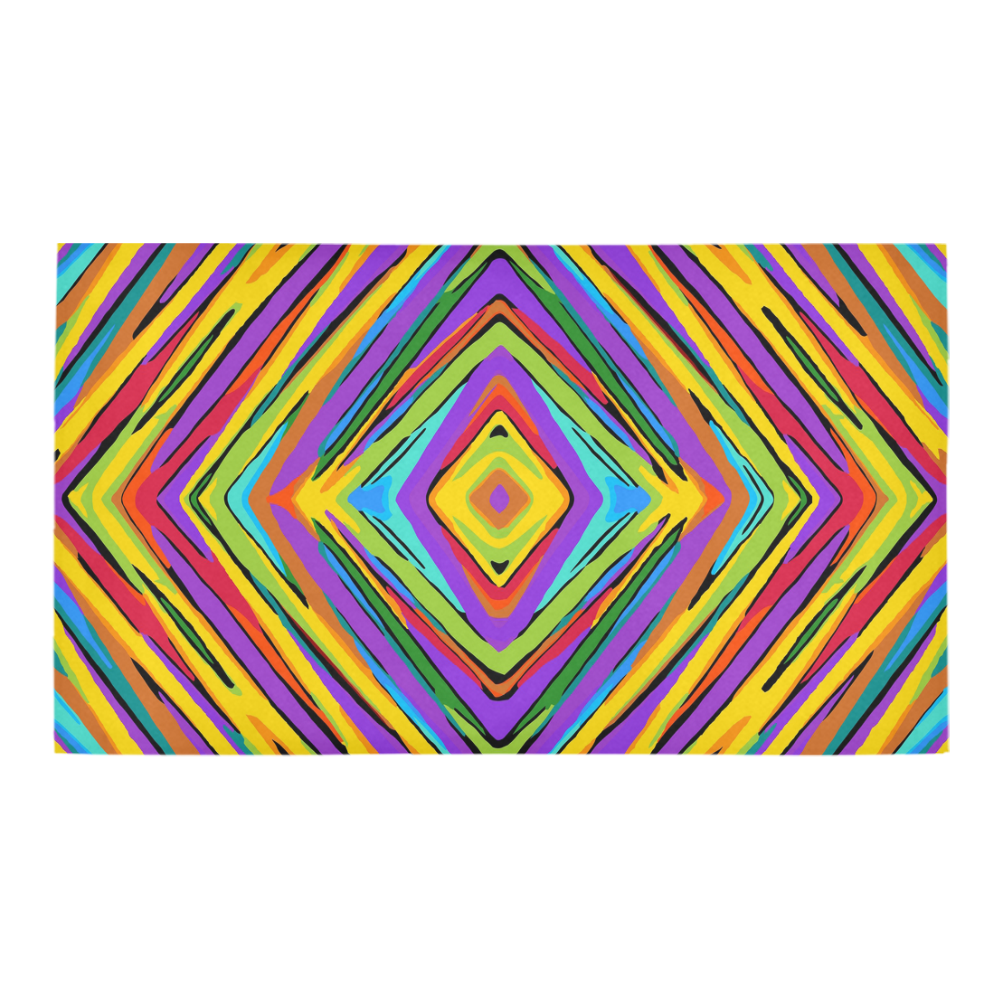 psychedelic geometric graffiti square pattern abstract in blue purple pink yellow green Bath Rug 16''x 28''