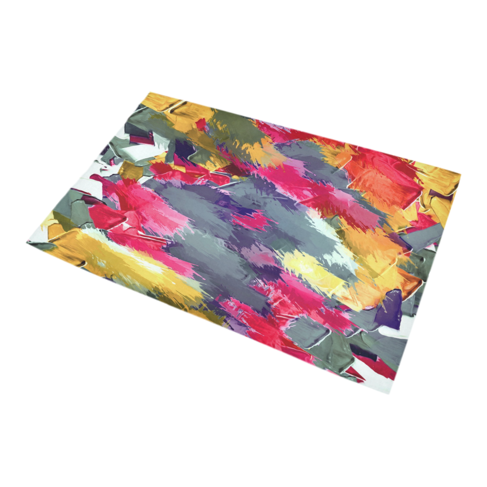 splash painting texture abstract background in red purple yellow Bath Rug 20''x 32''