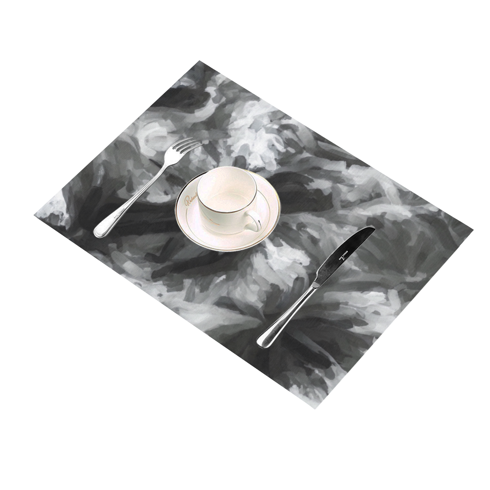 camouflage abstract painting texture background in black and white Placemat 14’’ x 19’’ (Set of 6)