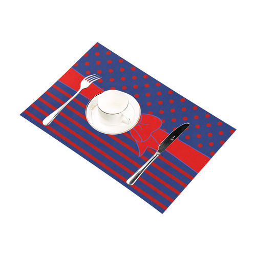 Polka Dots Stripes Comic Ribbon blue red Placemat 12''x18''