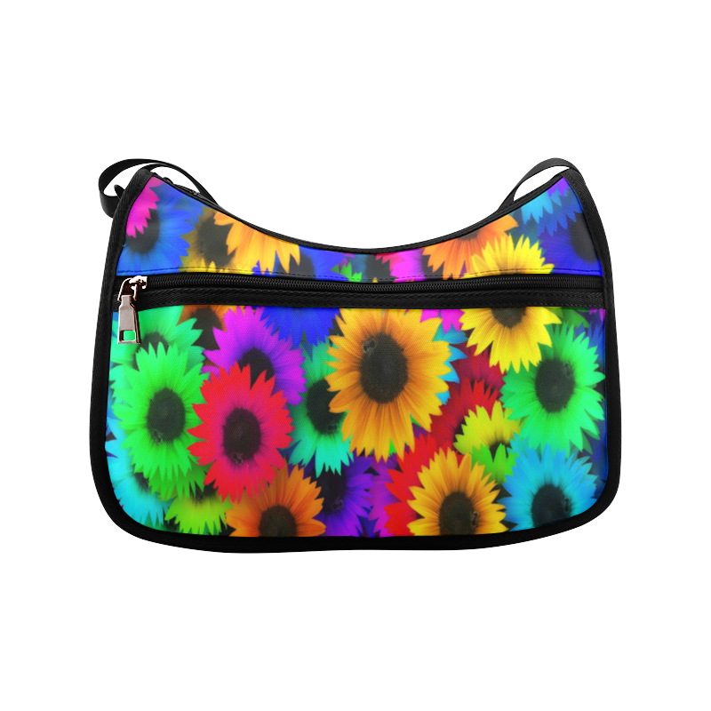 Neon Rainbow Pop Sunflowers Crossbody Bags (Model 1616)