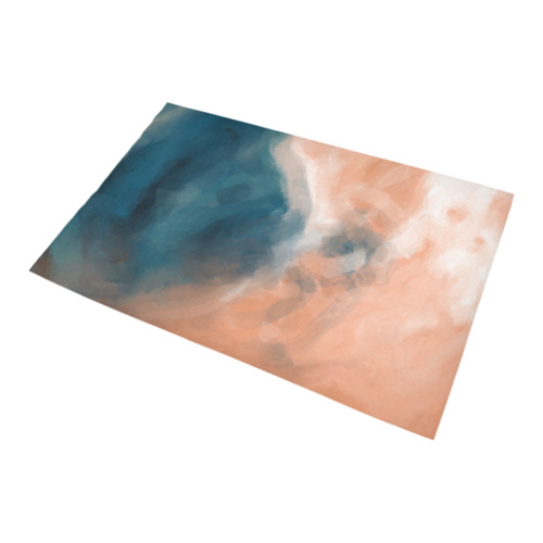 psychedelic splash painting texture abstract background in brown and blue Bath Rug 20''x 32''