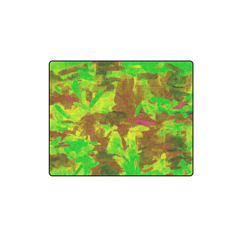 camouflage painting texture abstract background in green yellow brown Blanket 40"x50"