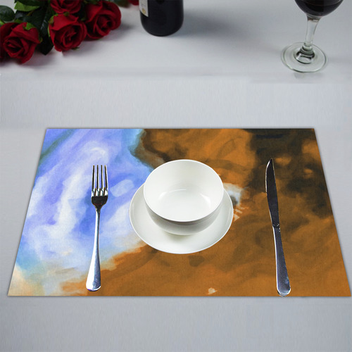 rusty psychedelic splash painting texture abstract background in blue and brown Placemat 14’’ x 19’’