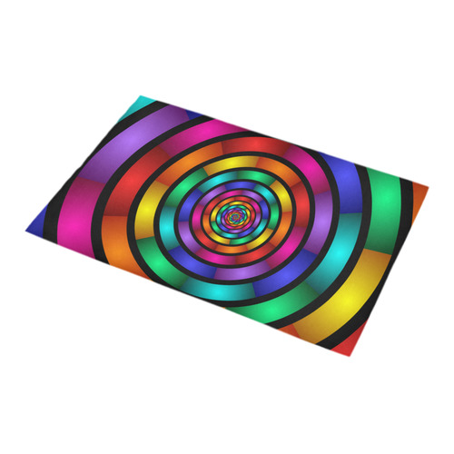 Round Psychedelic Colorful Modern Fractal Graphic Bath Rug 16''x 28''