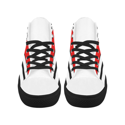 Polka Dots Stripes black white Comic Ribbon red Aquila High Top Microfiber Leather Women's Shoes (Model 032)