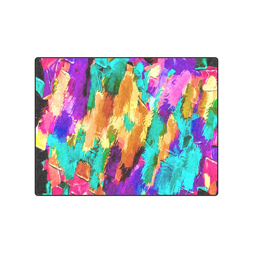 psychedelic splash painting texture abstract background in pink green purple yellow brown Blanket 50"x60"
