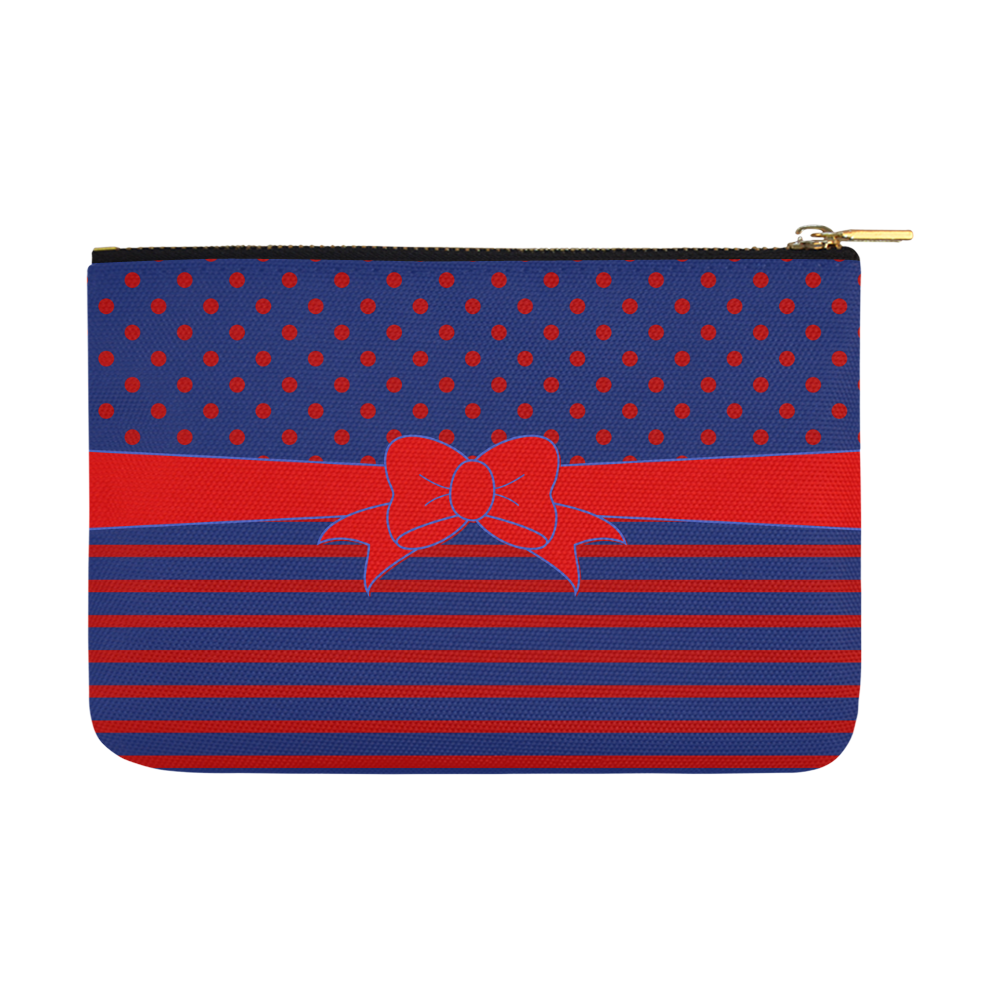 Polka Dots Stripes Comic Ribbon blue red Carry-All Pouch 12.5''x8.5''
