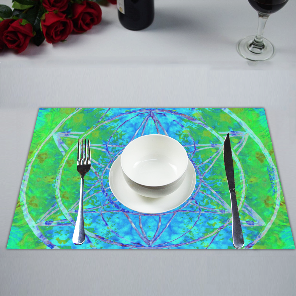 protection in nature colors-teal, blue and green Placemat 14’’ x 19’’ (Set of 6)