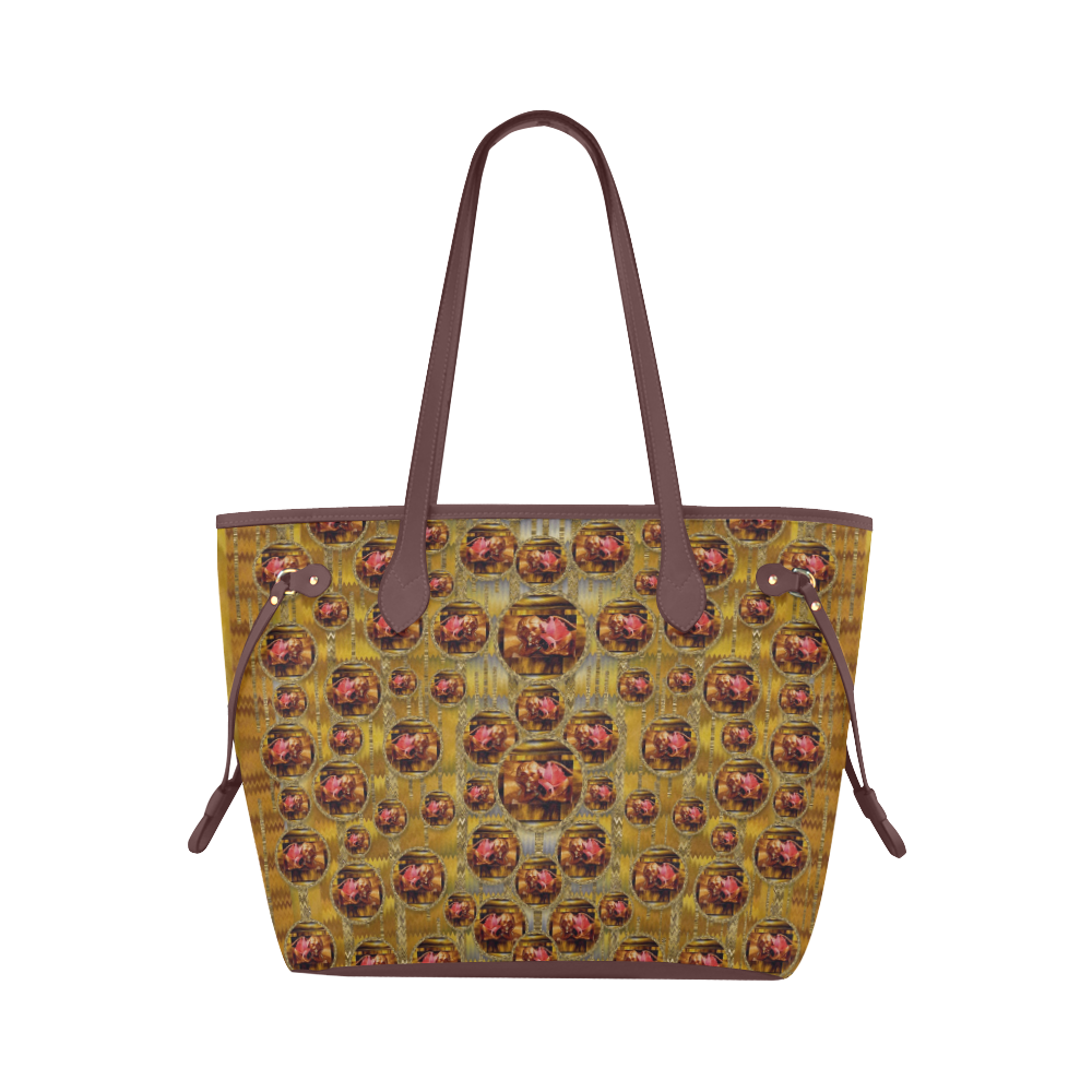 Angels in gold and flowers of paradise rocks Clover Canvas Tote Bag (Model 1661)