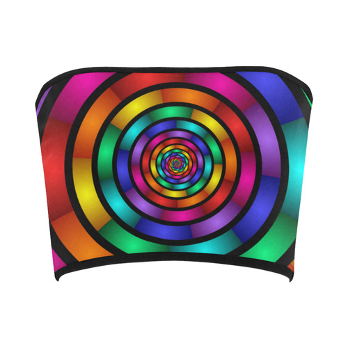 Round Psychedelic Colorful Modern Fractal Graphic Bandeau Top