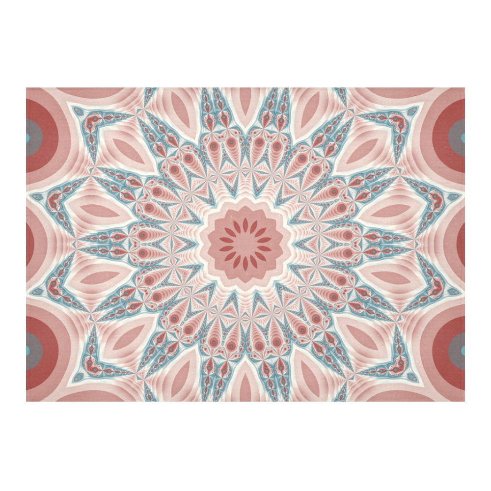 Modern Kaleidoscope Mandala Fractal Art Graphic Cotton Linen Tablecloth 60"x 84"