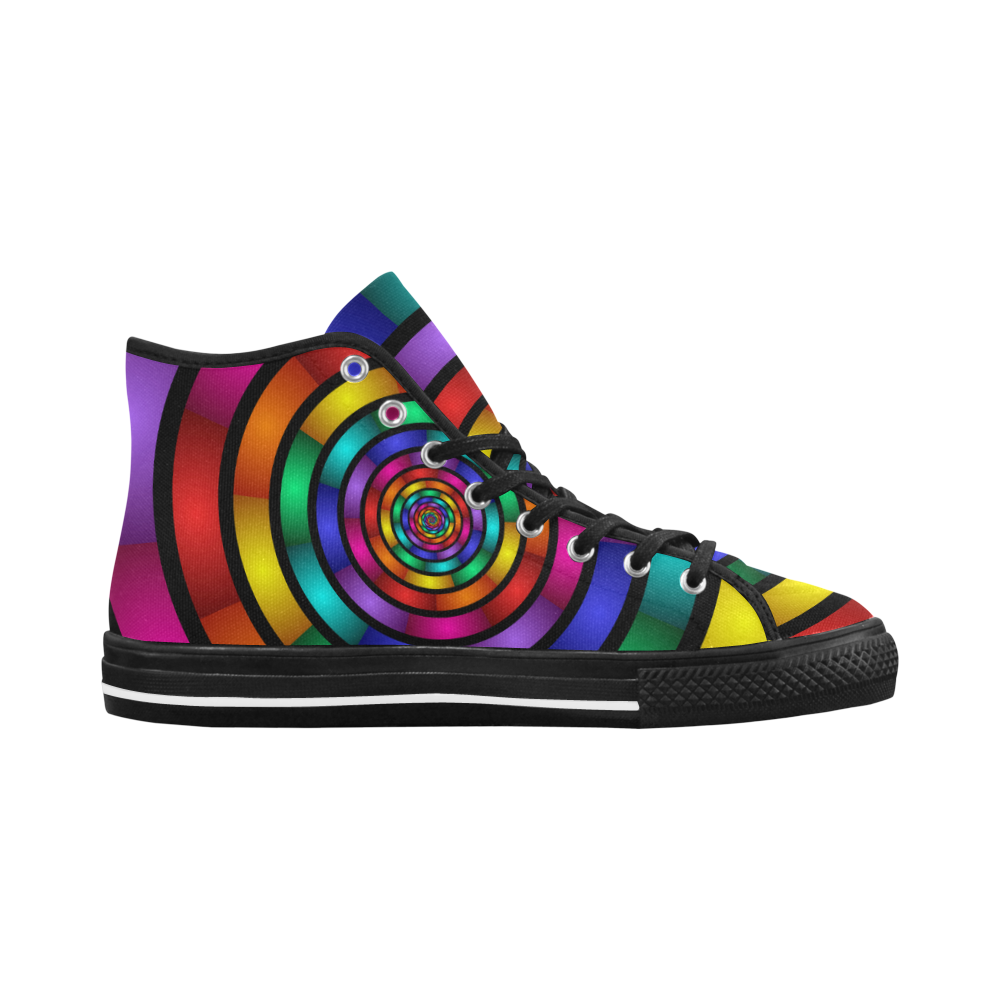 Round Psychedelic Colorful Modern Fractal Graphic Vancouver H Women's Canvas Shoes (1013-1)