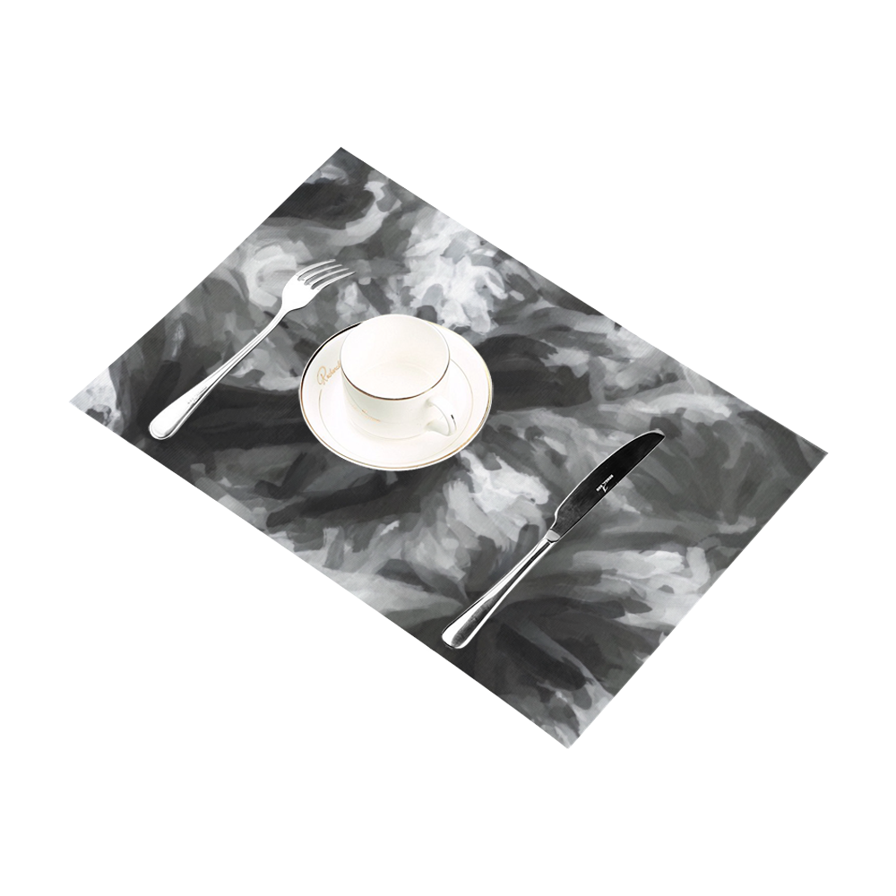 camouflage abstract painting texture background in black and white Placemat 12’’ x 18’’ (Set of 2)