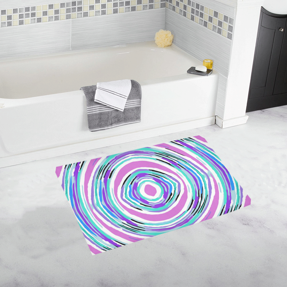 psychedelic graffiti circle pattern abstract in pink blue purple Bath Rug 20''x 32''