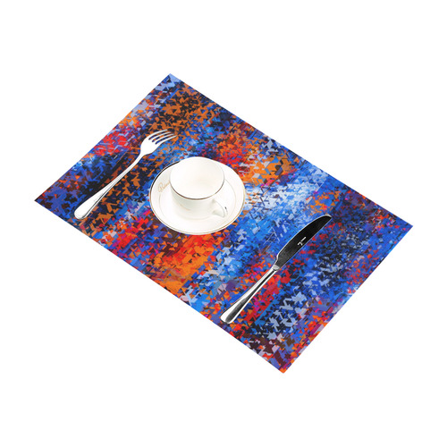 psychedelic geometric polygon shape pattern abstract in blue red orange Placemat 12’’ x 18’’ (Set of 4)