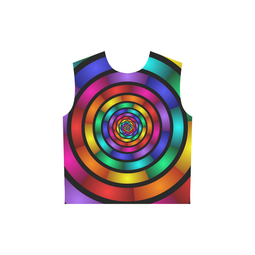 Round Psychedelic Colorful Modern Fractal Graphic All Over Print Sleeveless Hoodie for Women (Model H15)