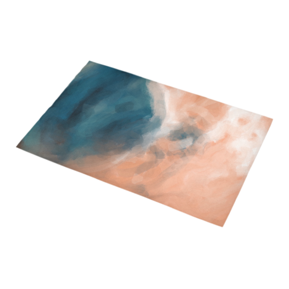 psychedelic splash painting texture abstract background in brown and blue Bath Rug 16''x 28''
