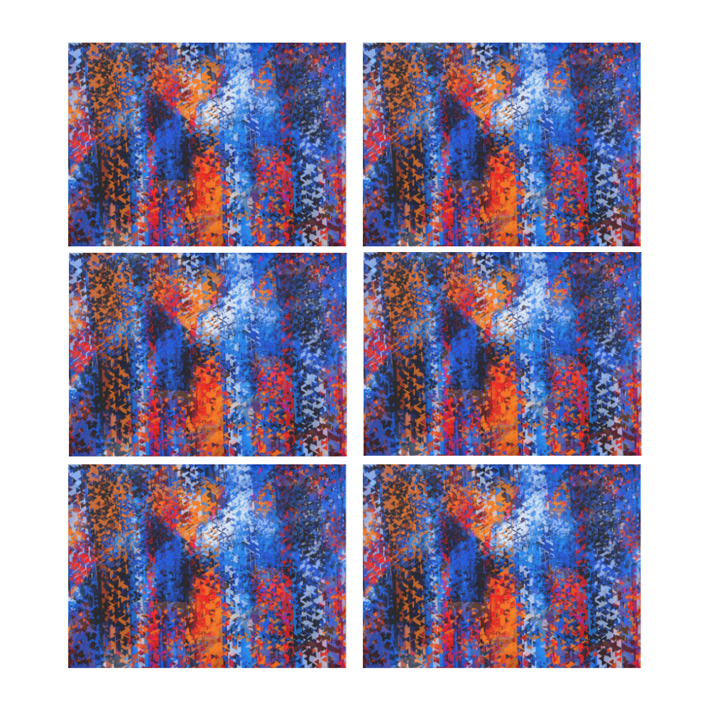 psychedelic geometric polygon shape pattern abstract in blue red orange Placemat 14’’ x 19’’ (Set of 6)