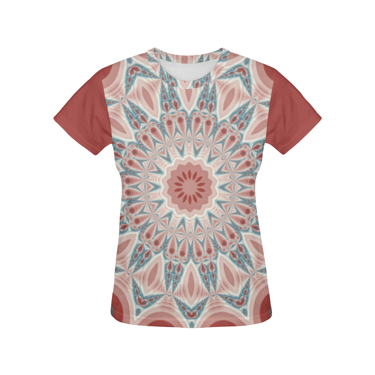 Modern Kaleidoscope Mandala Fractal Art Graphic All Over Print T-Shirt for Women (USA Size) (Model T40)