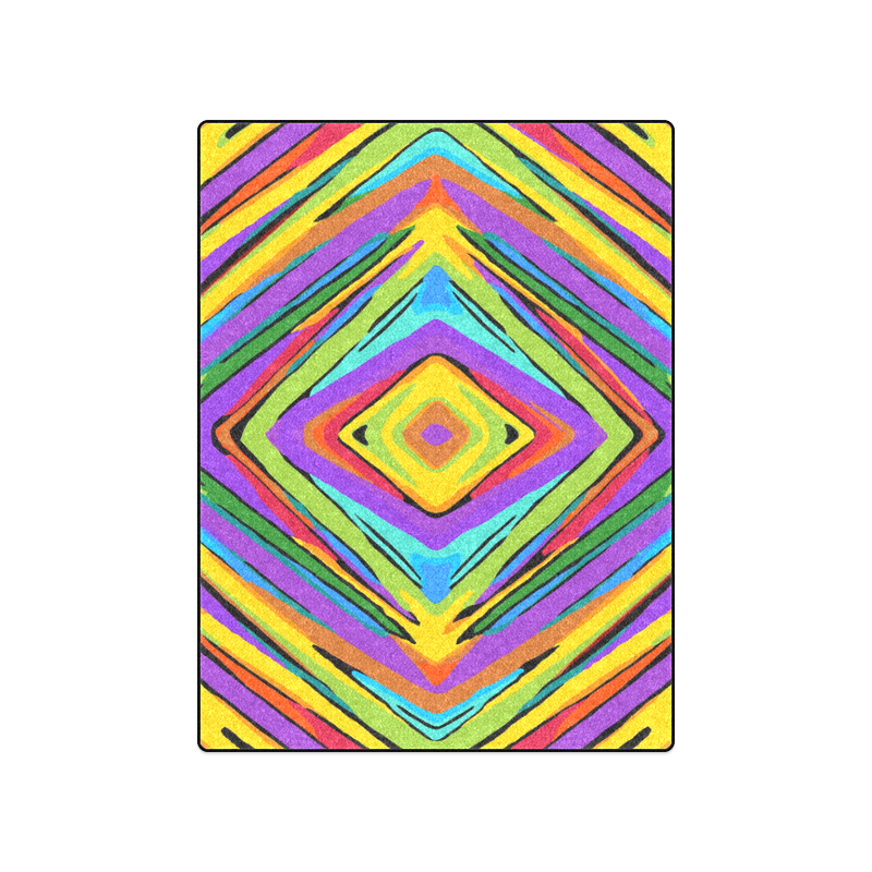 psychedelic geometric graffiti square pattern abstract in blue purple pink yellow green Blanket 50"x60"