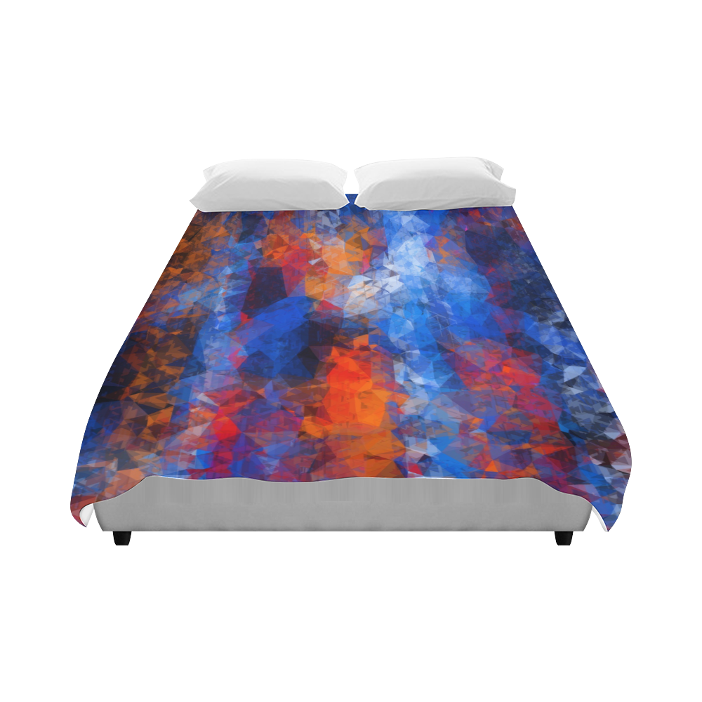 psychedelic geometric polygon shape pattern abstract in red orange blue Duvet Cover 86"x70" ( All-over-print)