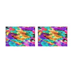 psychedelic splash painting texture abstract background in pink green purple yellow brown Placemat 12’’ x 18’’ (Set of 2)