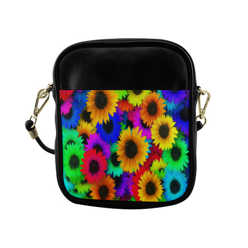 Neon Rainbow Pop Sunflowers Sling Bag (Model 1627)