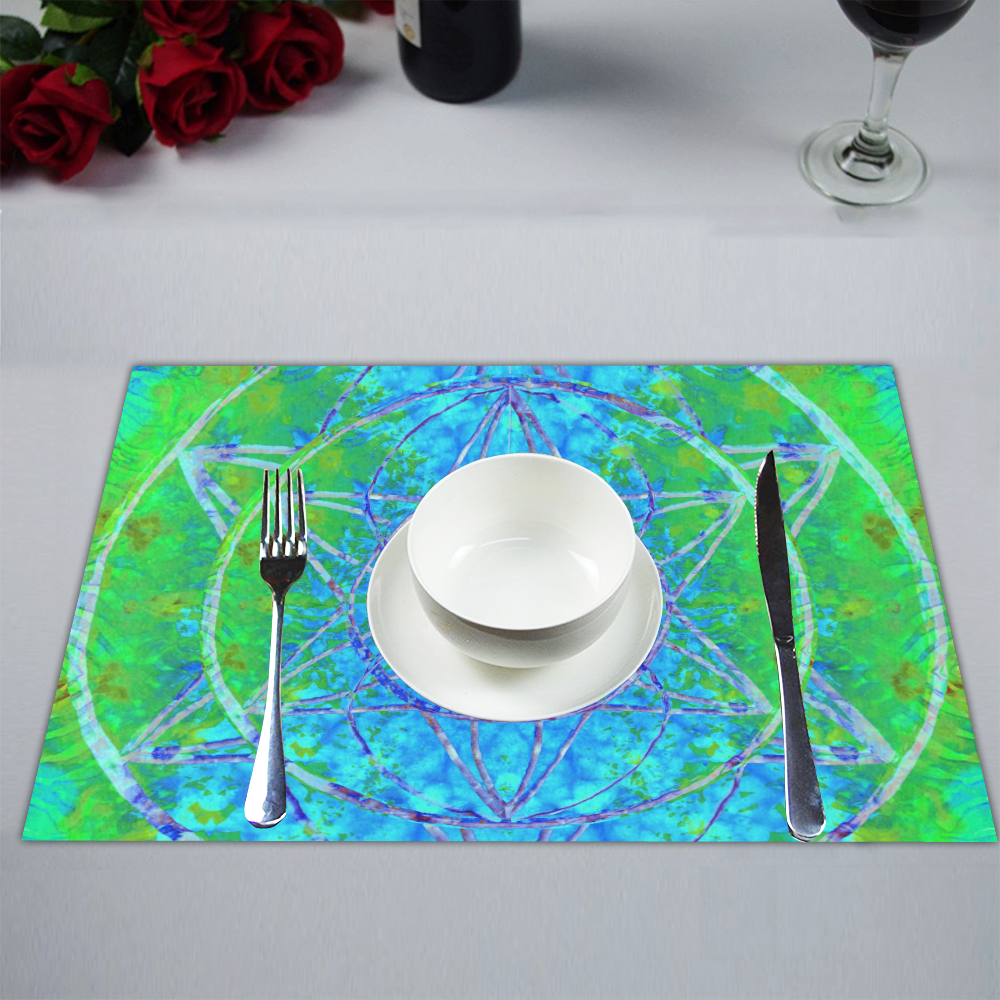 protection in nature colors-teal, blue and green Placemat 14’’ x 19’’