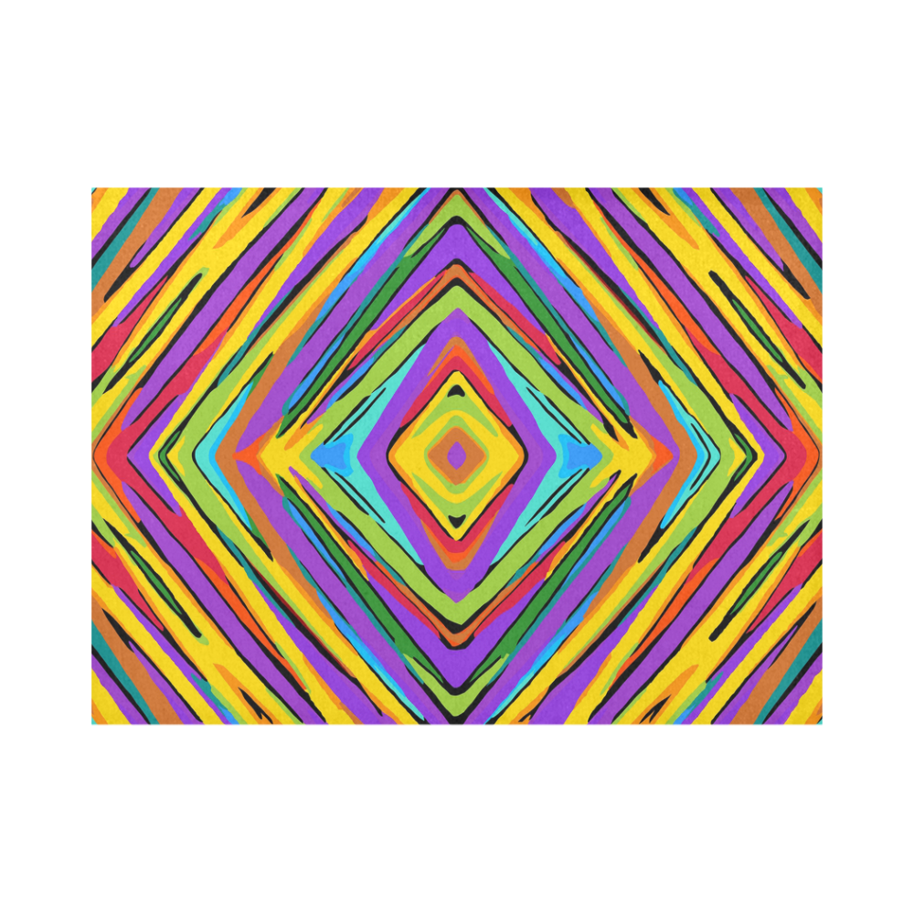 psychedelic geometric graffiti square pattern abstract in blue purple pink yellow green Placemat 14’’ x 19’’ (Set of 2)