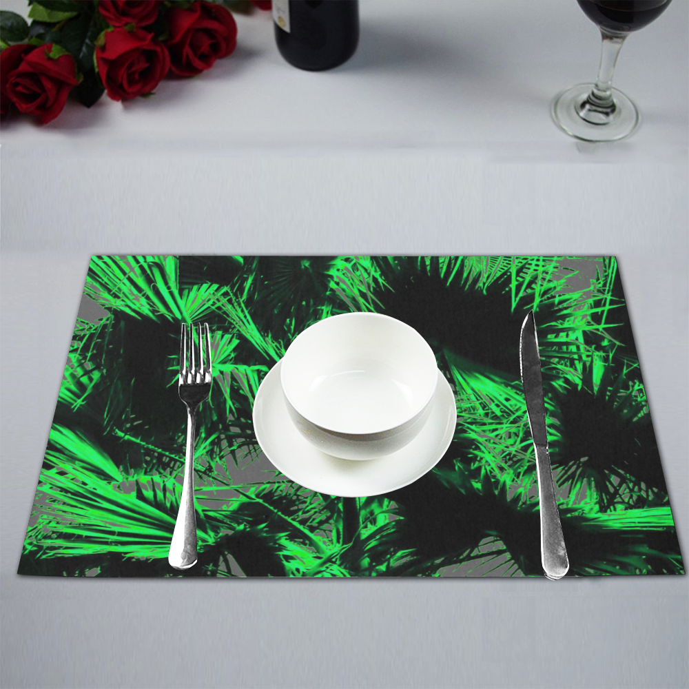 green palm leaves texture abstract background Placemat 12’’ x 18’’ (Set of 2)