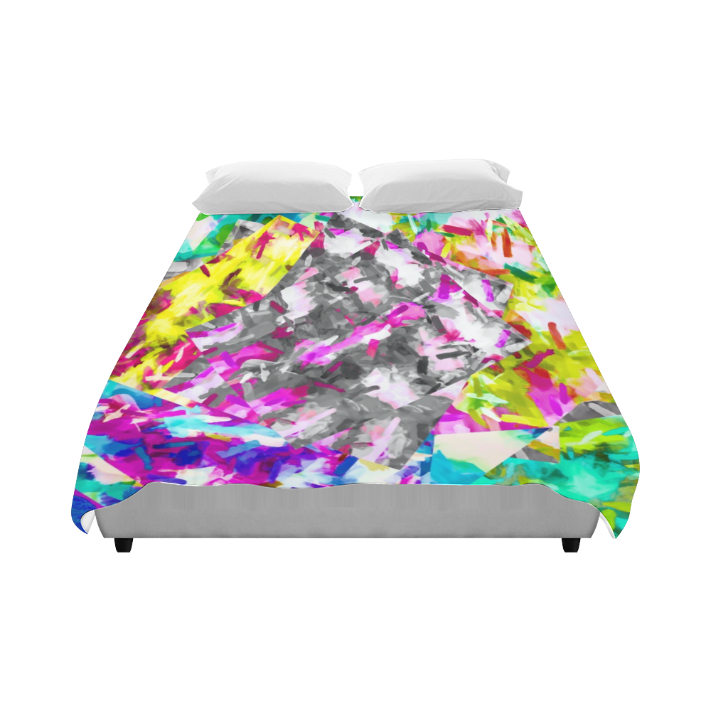 camouflage psychedelic splash painting abstract in pink blue yellow green purple Duvet Cover 86"x70" ( All-over-print)