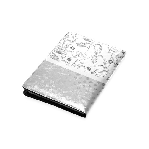 Vintage Roses Polka Dots Ribbon - Grey Silver Custom NoteBook A5