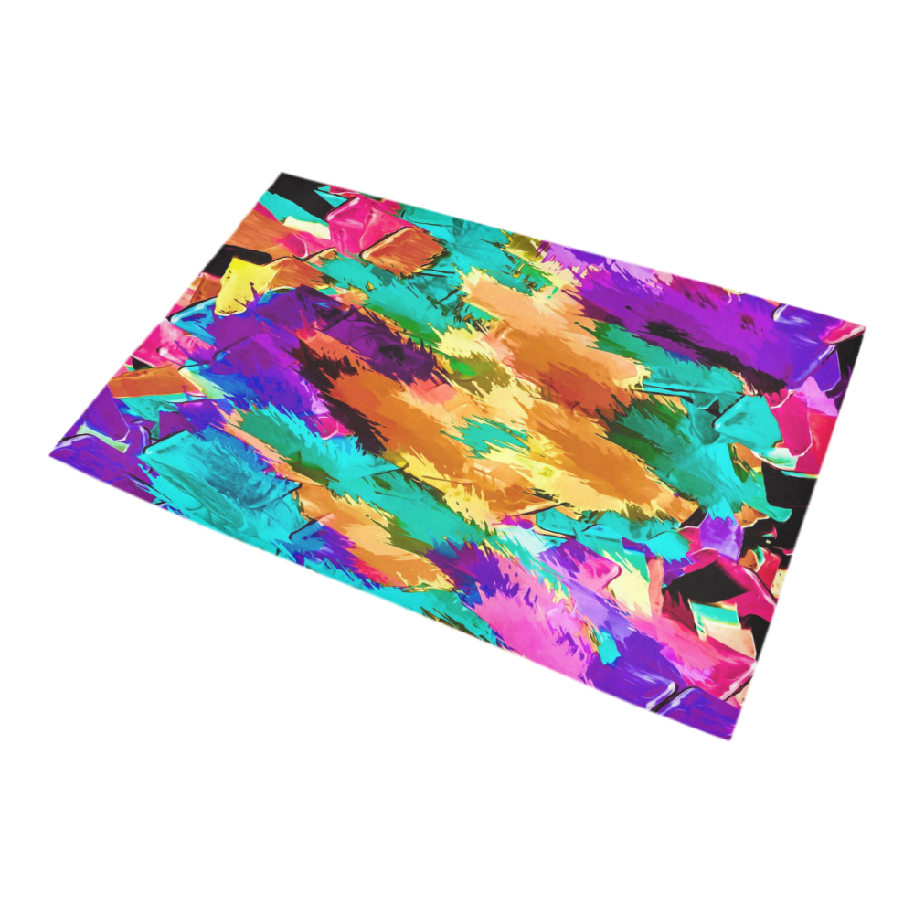 psychedelic splash painting texture abstract background in pink green purple yellow brown Bath Rug 20''x 32''