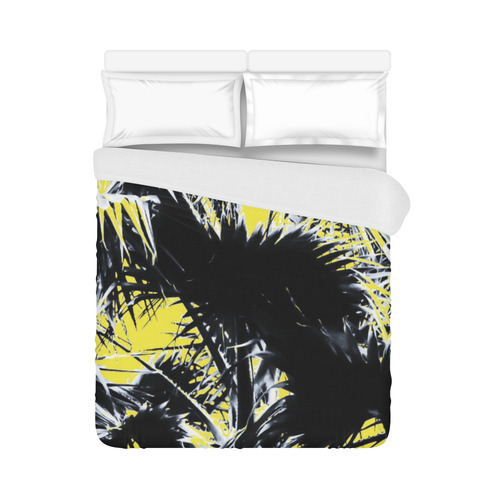 black and white palm leaves with yellow background Duvet Cover 86"x70" ( All-over-print)