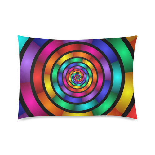 Round Psychedelic Colorful Modern Fractal Graphic Custom Zippered Pillow Case 20"x30"(Twin Sides)