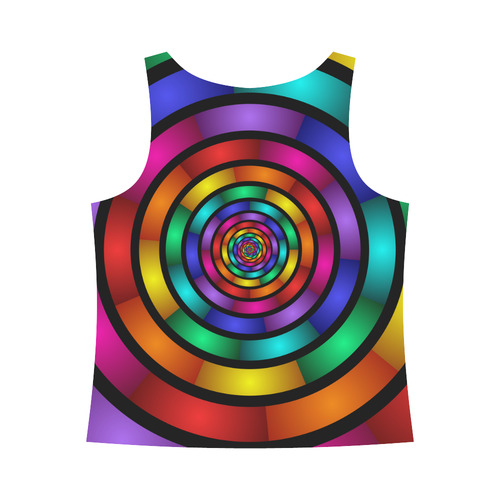 Round Psychedelic Colorful Modern Fractal Graphic All Over Print Tank Top for Women (Model T43)