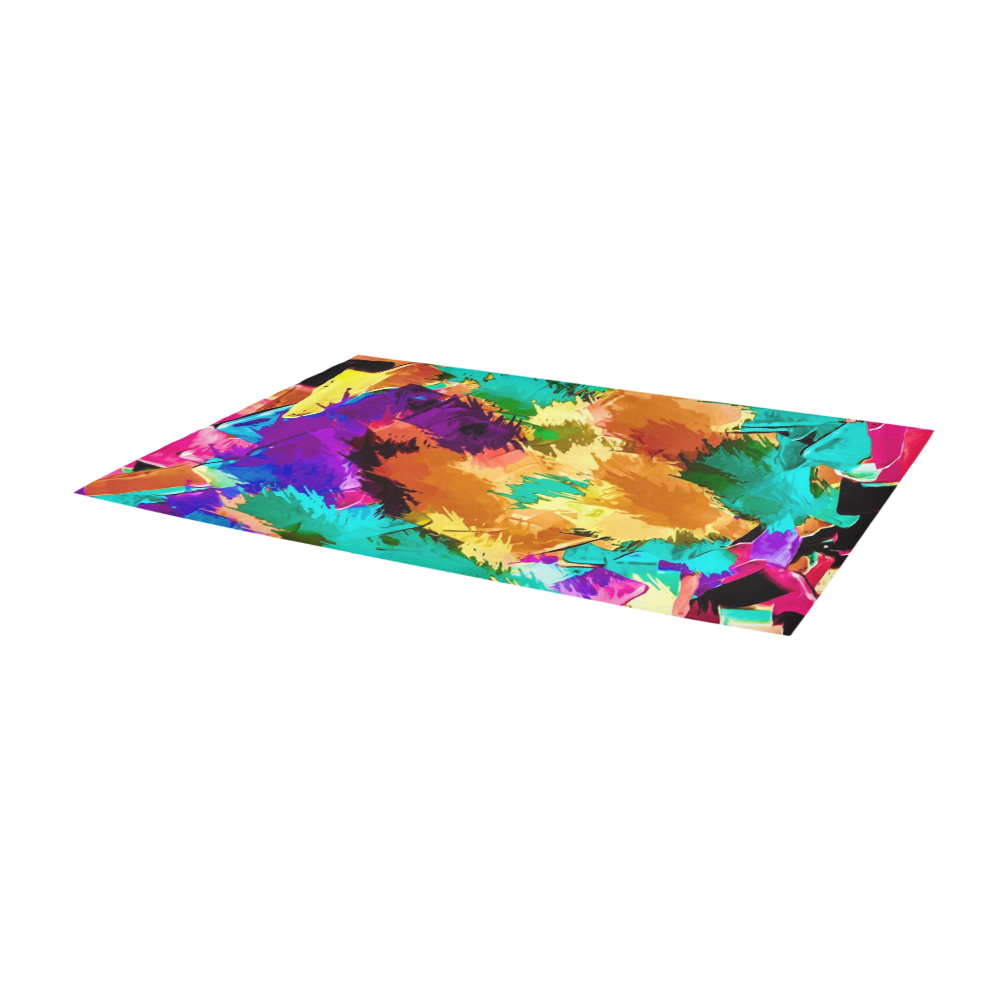 psychedelic splash painting texture abstract background in pink green purple yellow brown Area Rug 9'6''x3'3''