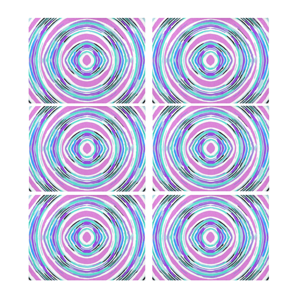 psychedelic graffiti circle pattern abstract in pink blue purple Placemat 14’’ x 19’’ (Set of 6)