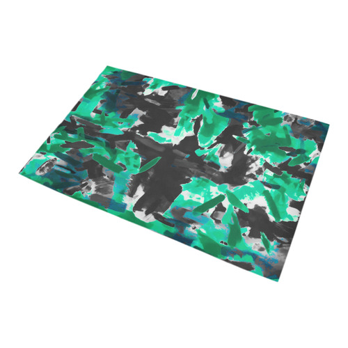 psychedelic vintage camouflage painting texture abstract in green and black Bath Rug 20''x 32''