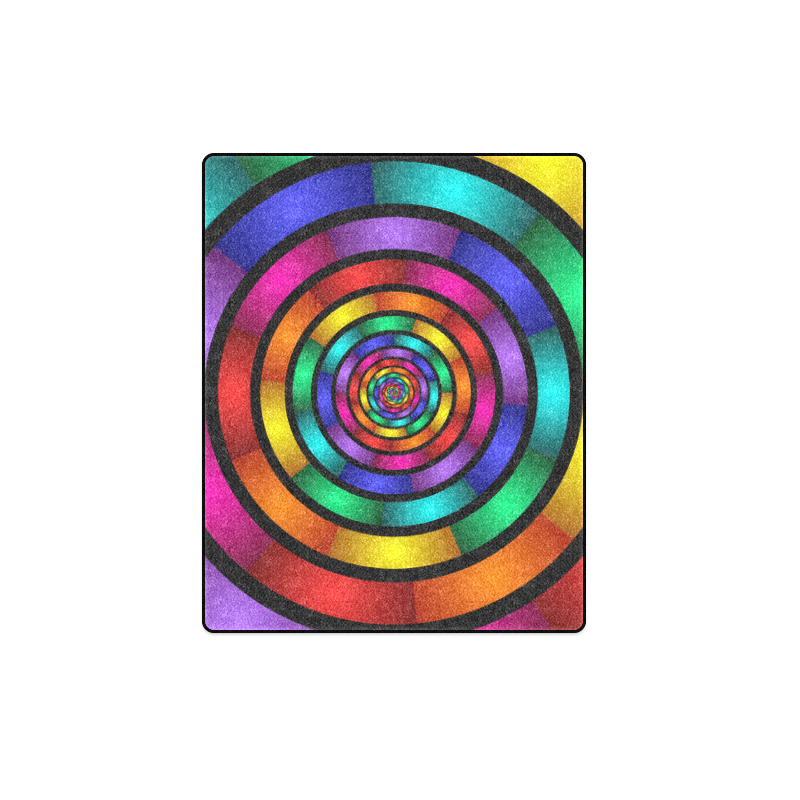 Round Psychedelic Colorful Modern Fractal Graphic Blanket 40"x50"
